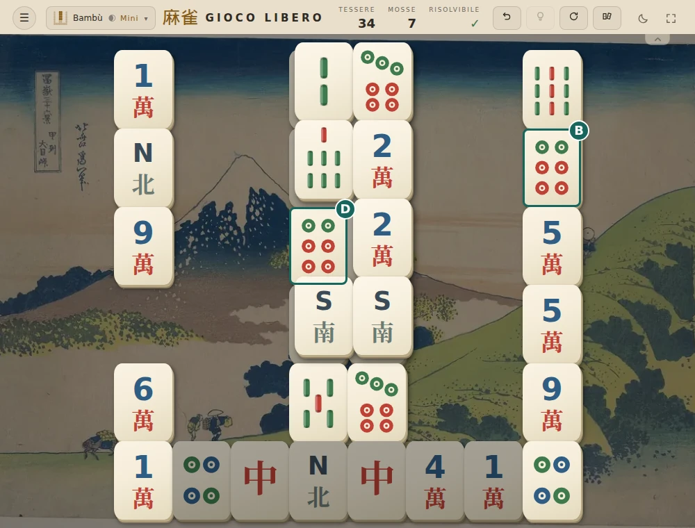 Dopo A + C, il Sei di cerchi D appena scoperto può abbinarsi al Sei B rimasto.